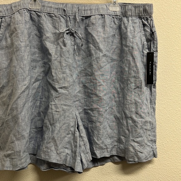 TAHARI 100% Linen Pull-On Drawstring My Perfect Shape Casual Shorts 3X - Picture 5 of 10